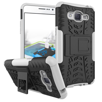 

Fivice Samsung J2 Prime Case TPU anti-fall tire pattern back clip bracket phone case