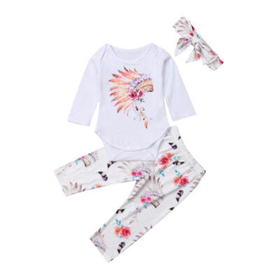 

UK Infant Baby Girl Long Sleeve Floral Tops RomperLong Pants Outfits Clothes