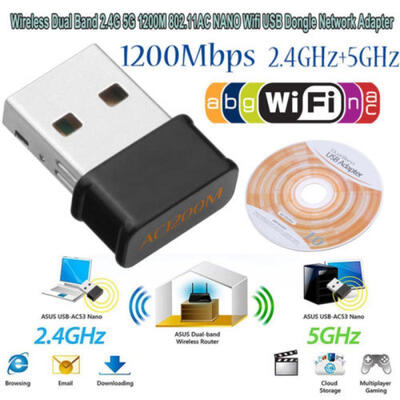 

Wireless Dual Band 245G 1200Mbps 80211AC NANO USB Wifi Dongle Network Adapter