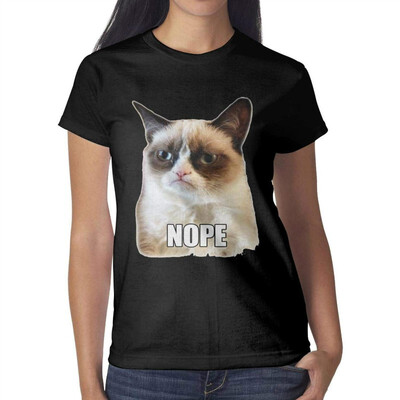 

Cat Nope Womens Black t Shirts Cool Womens Cotton T-Shirts