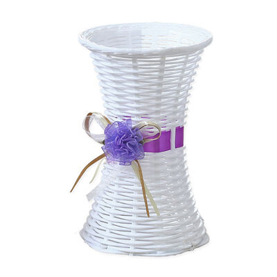 

UpperX Artificial Plastic Rattan Flower Vase Roses Floral Storage Round Basket Home Garden Wedding Party Decoration