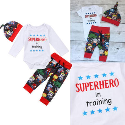 

AU STock Newborn Baby Boys Girl Superhero Romper Jumpsuit Pants Outfits Clothes