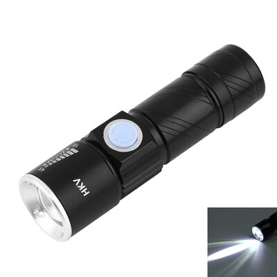 

HKV USB Rechargeable LED Flashlight 5W Telescopic Focusing Built-In Lithium Battery Flashlight