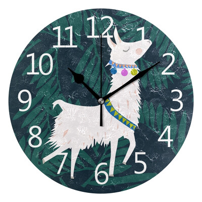 

1 1Wall Clock Arabic Numerals Design Llama Leaf Background Round