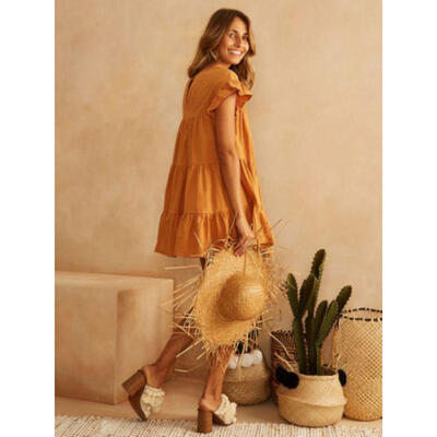 

Womens Summer Short Sleeve Mini Tank Dress Ladies Loose Casual Beach Sundress