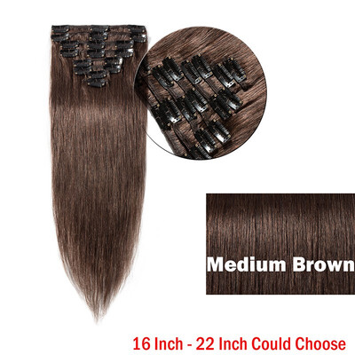 

Clip in 100 Real Human Hair Extensions Full Head Hair Extensions Remy Human Hair Silky Straight 8 Pieces
