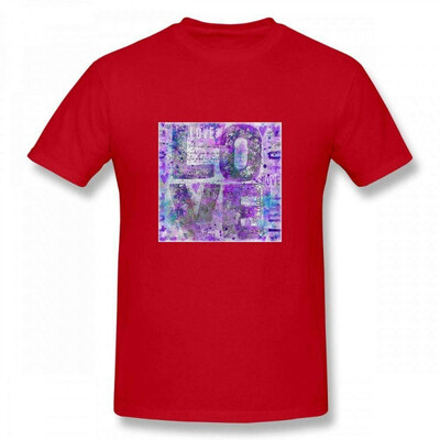 

Andrea Haase Love&Hearts Art Painting with Word Love&Handwriting in Pink&Purple Men T-Shirt