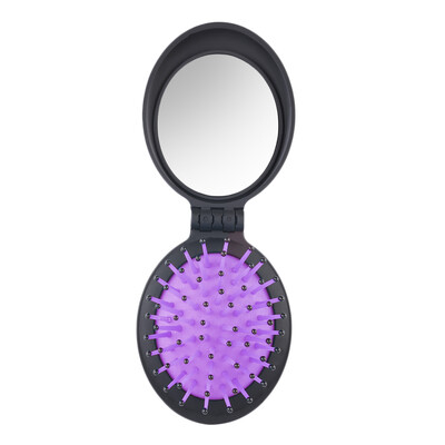 

Portable Travel Folding Hair Brush with Mirror Pocket Size Massage Comb