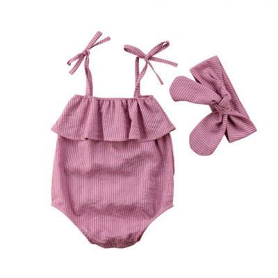 

Newborn Toddler Baby Girl Clothes Romper BodysuitHeadband Sunsuit Outfit Set US