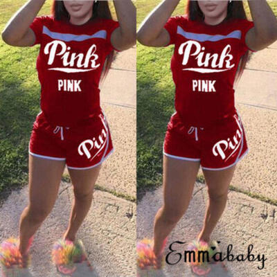 

2PCS Women Tracksuit Hoodies Sweatshirt Tops Short Pants Set Sport Gym Wear Suit