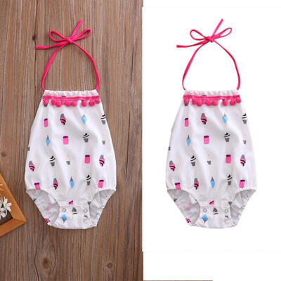 

0-2T Toddler Kids Baby Girls Summer Strap Romper Jumpsuit Bodysuit Clothes White