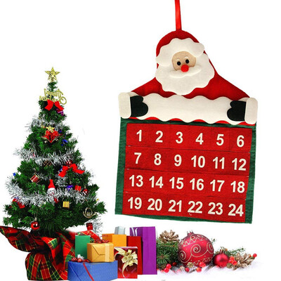 

UpperX 2PCS Christmas Advent Calendar Countdown Santa Claus Fabric Xmas Decor Pockets Gift