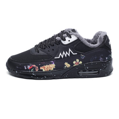 

Men Sneakers Fashion Graffiti Casual Shoes for Men four seasons Mesh&Fur Outdoor Flats Lace Up Mans Footwear