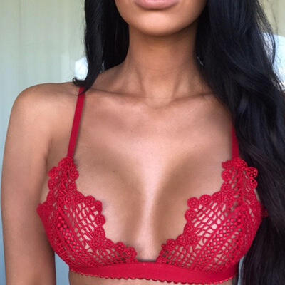 

Women Sexy Lace Summer Bralet Hot Bustier Crop Tops Mesh Triangle Unpadded Bra