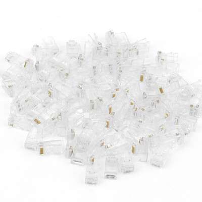 

100шт Кристалл Глава RJ45 кабель cat5 cat5e модульная Разъем позолоченный Разъем сети