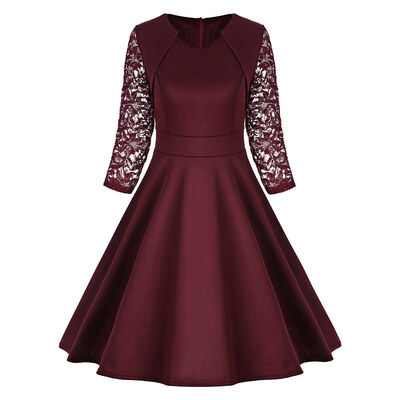 

Lace Trim Work Vintage A Line Dress