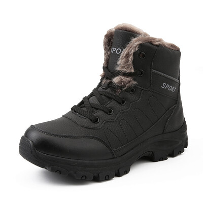 

High Quality Men Winter Shoes Plush Fur Lace up Men Boots Winter Ankle Boots Sneakers Outdoor Snow Boots Men Shoes