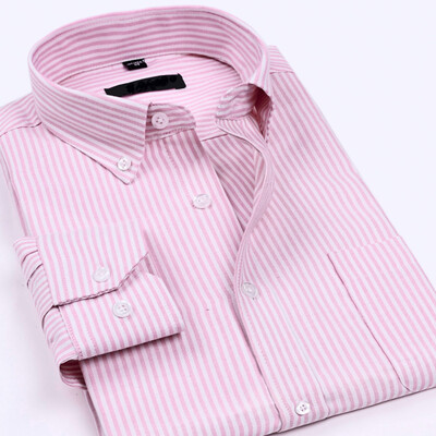 

Mens business casual long-sleeved striped shirt