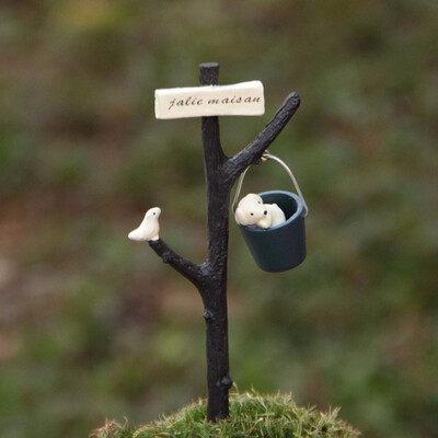 

Outdoor Puppy & Bird Garden Ornament Micro Landscape Decor