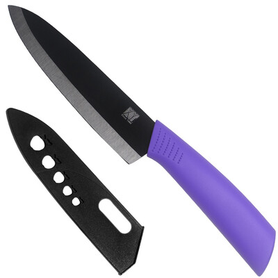 

XYJ Brand Kitchen Knife Purple Handle Black & White Blade Ceramic Knife Sharp Blade 6 Inch Chef Knife