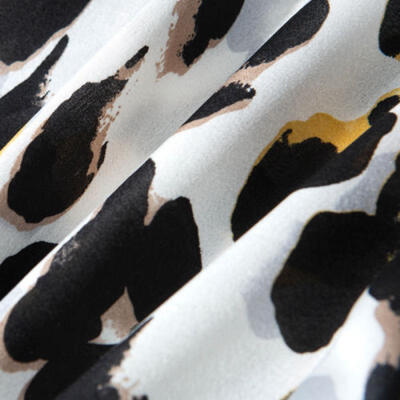 

2018 Womens Leopard Print Wide Leg High Waist Flared Trousers Loose Long Pants