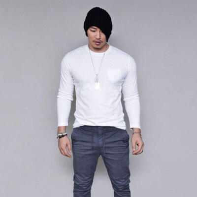 

Fashion Mens Slim Fit Long Sleeve Slim T-shirts Casual Tee Shirt Tops Pullover