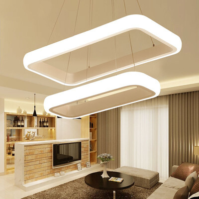 

Baycheer HL487483 Round Corners&Linear Frame Multi Tier Rectangular Warm Light LED Chandelier in White
