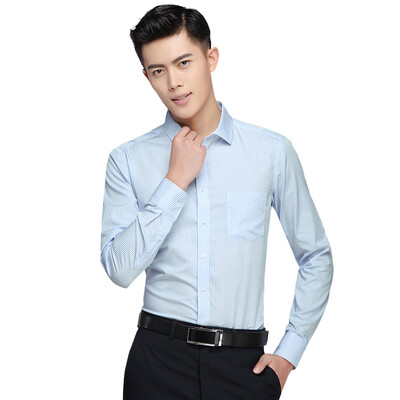 

Red Bean Hodo Shirt Men Business Dressup Простой тонкий свежий хлопчатобумажный хлопок с длинным рукавом Светло-голубой 44