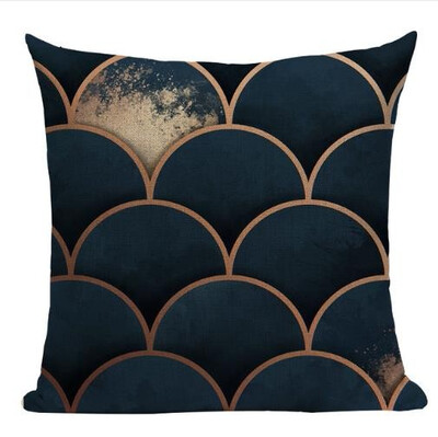 

Geometric Black Blue Cushion Cove Textile Hill Gold Dero Throw Pillows Covers 45Cmx45Cm Square Sofa Bed 3D Throw Pillow Cover