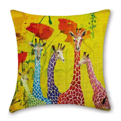 

UpperX Colorful Pictures Sofa Home Cafe Bed Decor Pillow Case Square Cushion CoverCotton Linen Invisible Zipper 45cmx45cm Yellow