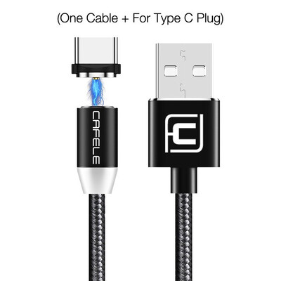 

Cafele New LED Magnetic USB Cable for iPhone Micro USB Cable USB C Magnet Charger Nylon Cabo for Samsung Xiaomi Huawei