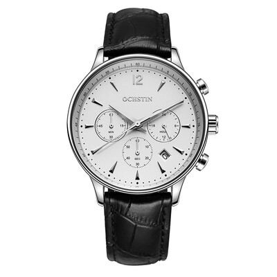 

OCHSTIN New Luxury Brand Genuine Leather Men Business Watch Quartz Analog Water-Proof Mans Wristwatch Chronograph Calendar Box