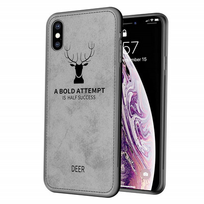 

Luxury Slim Fabric Texture Soft TPU 3D Cloth shockproof Case Deer Style Printed Shell For iPhone X 87 Plus 8 7 66s
