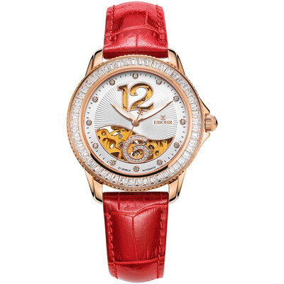 

According to wave (EBOHR) watch colorful series of fashion red leather belt mechanical watch 36080243