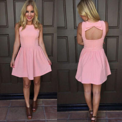 

Women Sleeveless Formal Bodycon Summer Skirt Evening Party Backless Mini Dress