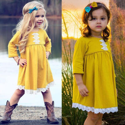 

Kid Baby Girls Long Sleeve Party Tutu Short Dress Summer Clothes Outfit Sundress