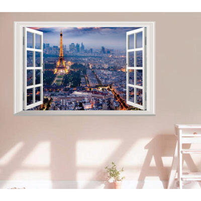 

DIY Eiffel Tower City Night Views 3D Window Wall Sticker Mural Art Removable PVC