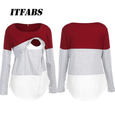 

Pregnant Womens Cotton Vest Nursing Tops Maternity Breastfeeding T-Shirt Blouse