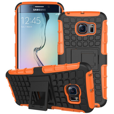 

Fivice Samsung S6 Edge Case TPU anti-fall tire pattern back clip bracket phone case