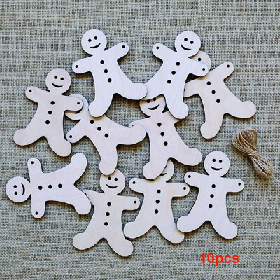 

10pcs Christmas Tree Decorations Wooden Pendants Crafts Scene Layout Hanging Ornaments Party Wedding Holiday Adornment
