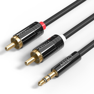 

AIFFECT AR1-BR20 35mm audio cable one minute two 35 audio revolution 2RCA turn cable 35 turn double lotus public audio conversion line 2 meters black