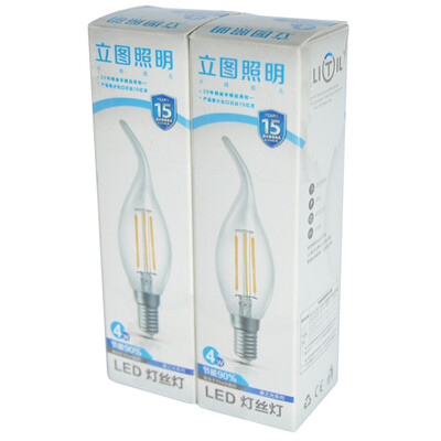 

Jingdong supermarket] legislation (LITIL) 4W LED bulb E14 small screw mouth pull tail light bulb bubble yellow light 2 support
