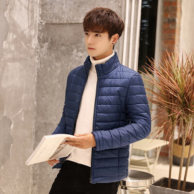 

Mens Fashion Warm Stand Collar Long Sleeve Solid Color All-match Slim Short Coat