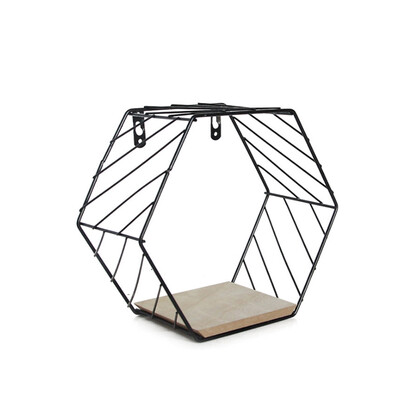 

Simple Hexagon Iron Mesh Wall Hanging Household Decoration Pendant Black Bias L