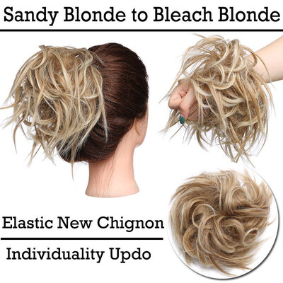

Updo Messy Bun Hair Piece Scrunchies Synthetic Wavy Bun Extensions Band Elastic Scrunchie Chignon Ponytail Hairpiece for Women
