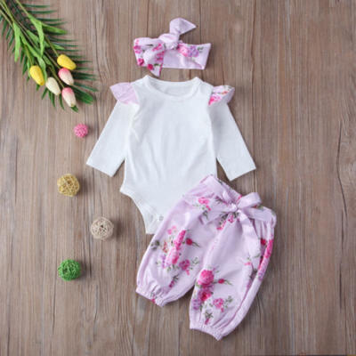 

US Stock Newborn Kids Baby Girls Floral Romper Bodysuit Pants Outfit Set Clothes
