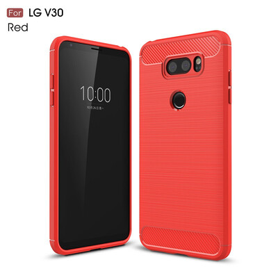 

Fivice LG V30 case Luxury brushed carbon fiber TPU soft shell
