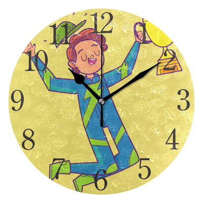 

Wall Clock Arabic Numerals Design Champion Boy Round