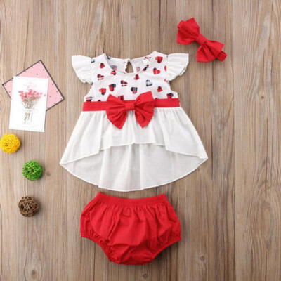 

Newborn Baby Girl Ruffle Sleeve Bow T-shirt Top Shorts Pants Headband Outfit