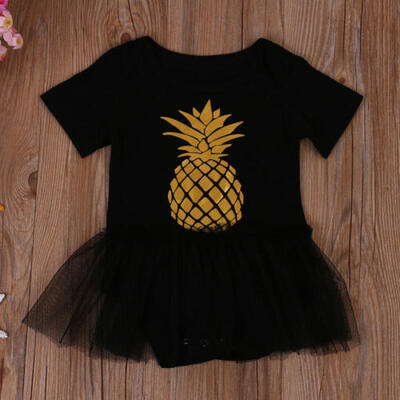 

AU Stock Newborn Baby Girls Pineapple Short Sleeve Romper Skirts Dress Jumpsuit
